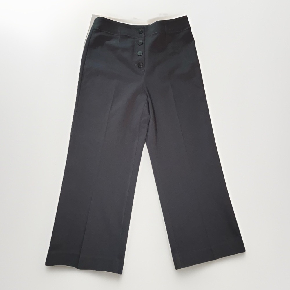 LOFT Gray High Waist Wide Leg Cropped Button Fly Trouser Ponte Pants‎ Size 6